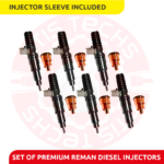 85003109 SET OF PREMIUM REMAN DIESEL INJECTORS D13F EPA07 - 6 Injectors Set – $1,500.00 + $600.00 Core - INJECTOR SLEEVE INCLUDED - Free Shipping in all orders
